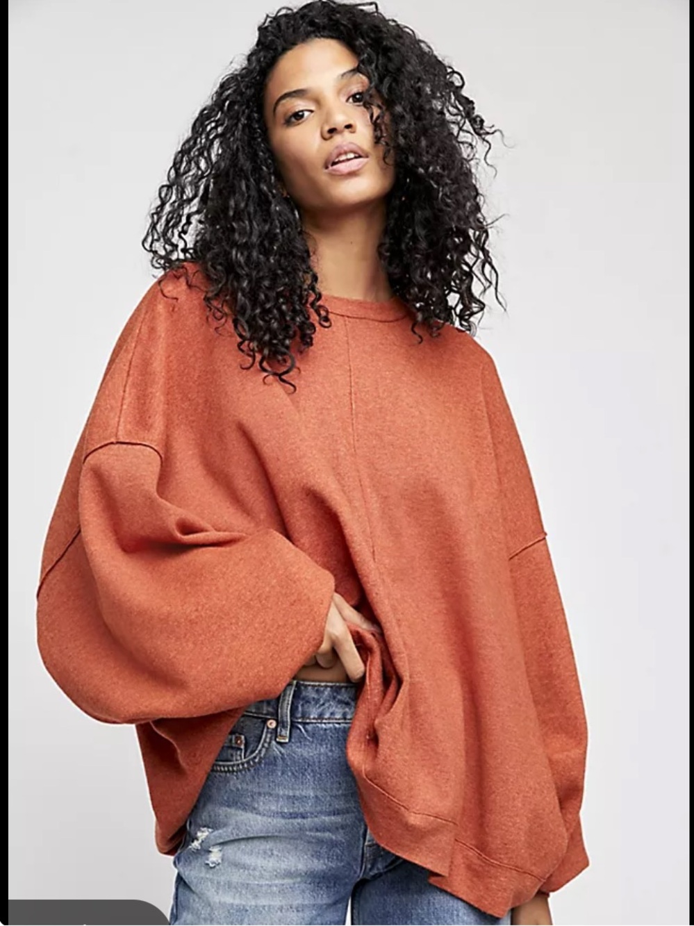 Free People | Uptown Pullover burnt orange rust slouchy oversized sweater small - Picture 1 of 13